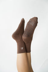 close-up of the grip dots on the sole of the cacao pilates sock